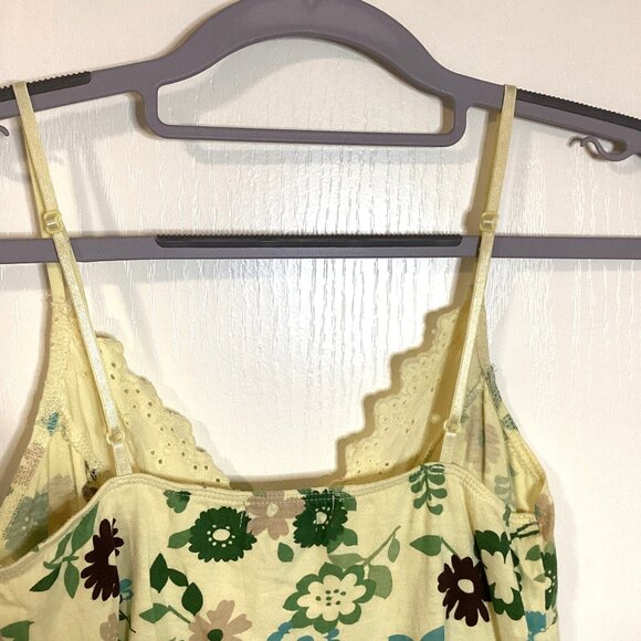 Streetwear Society Women's Yellow Floral Baby Doll Tank Top Camisole Size S/P - Picture 5 of 7